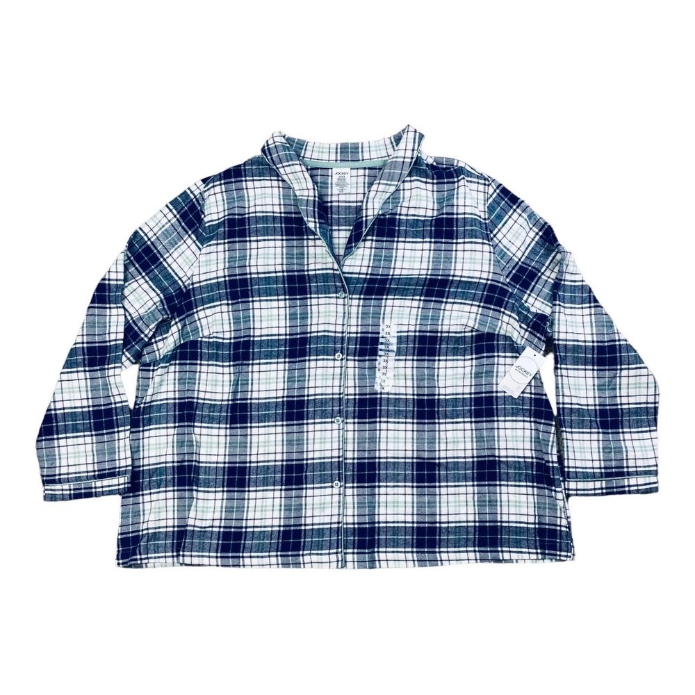 Jockey Pajama Top Womens 3X Winter Dawn Long Sleeve Button Down Soft Flannel Top - Picture 7 of 9